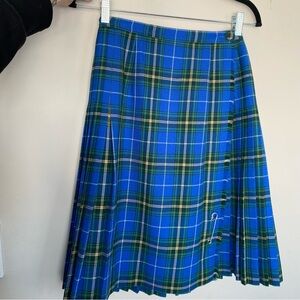 *RARE VINTAGE*Scottish Tartan Pleated Kilt Skirt- Virgin Wool Made in Scotland
